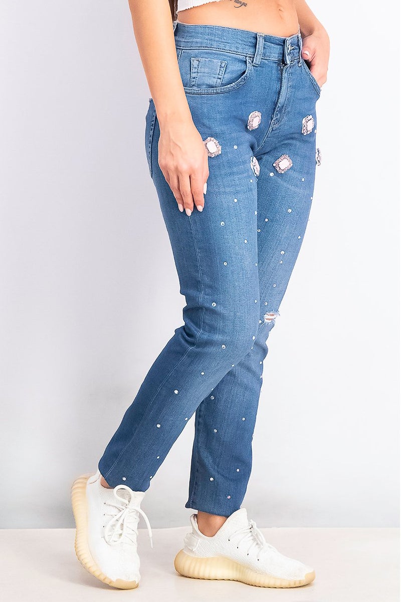 PINKO بنطلون جينز نسائي لوبيان 19 منخفض الخصر، أزرق فاتح - Image 2